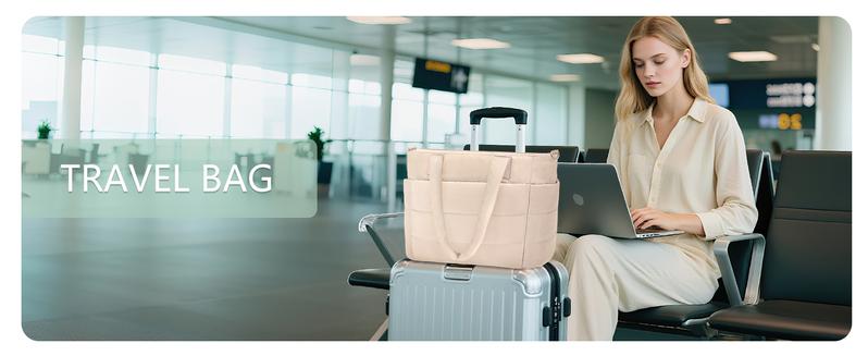 Tote Bag for Women, Lightweight Puffy Puffer Tote Bag with Compartments Quilted Shoulder Bag Handbag for Travel, Work, Gym Tote Bag for Women, Lightweight Puffy Puffer Tote Bag with Compartments Quilted Shoulder Bag Handbag for Travel, Work, Gym