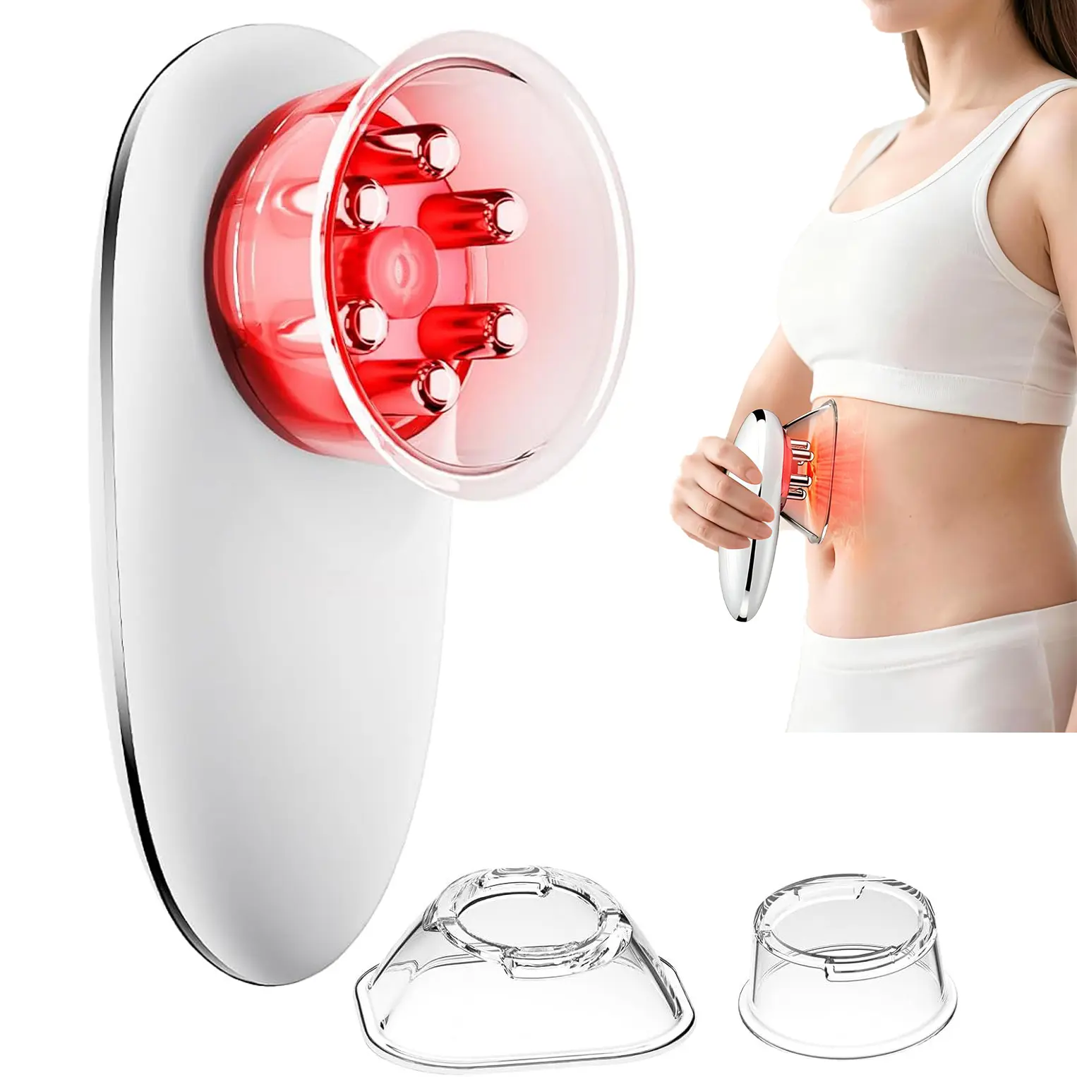 3-in-1 Electric  Massager, Electric Gua Sha & Facial Cupping Tool with Smart Vacuum Suction & LED Heating, Battery-Powered Personal Care Massager for Women & Men