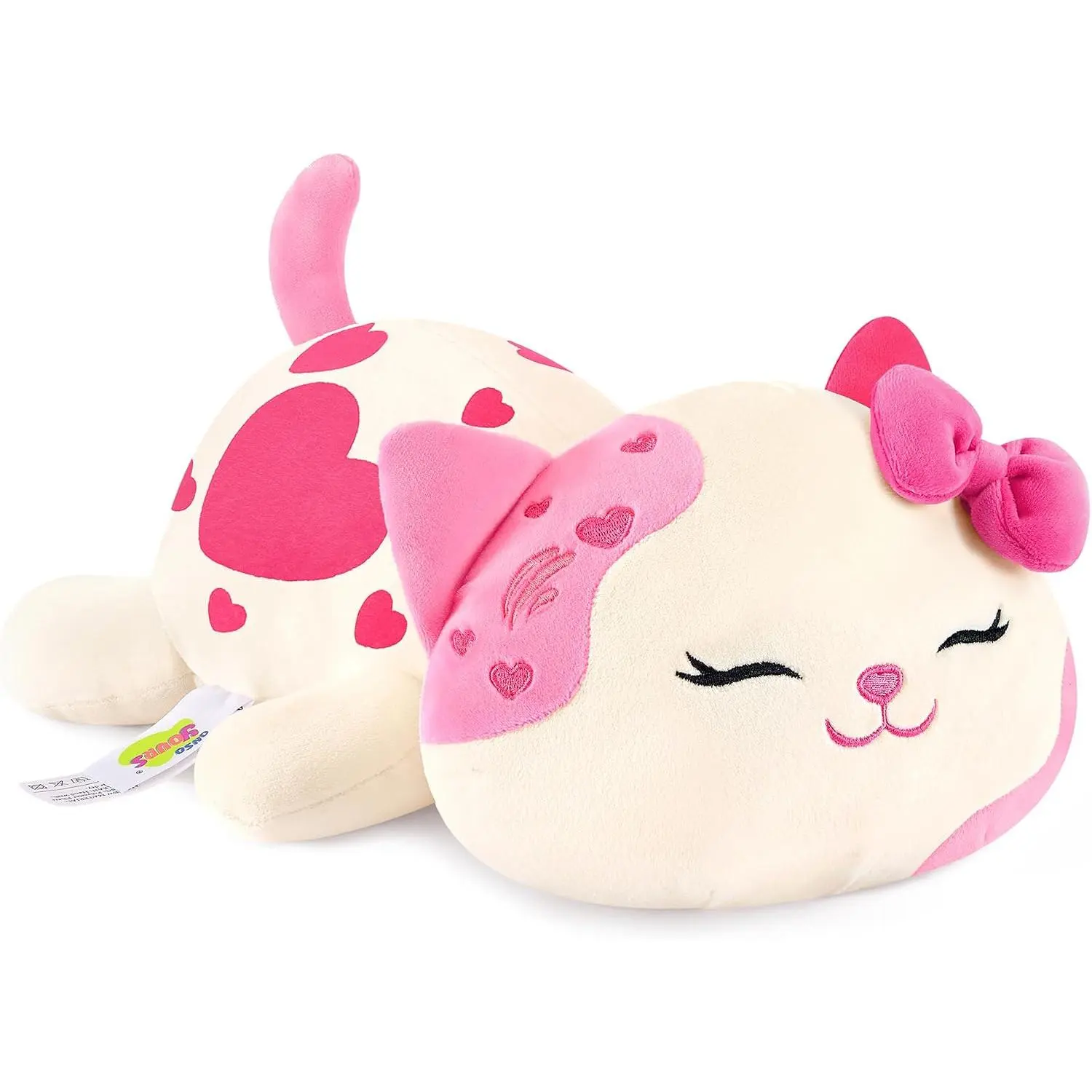 9 In Original Bowknot Cat Soft Plush Stuffed Toy, Pink Kawaii Kitty Heart Pillow, Gifts for Kids (Indoor Furniture Sofa Accent Accessory)