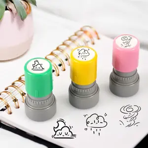 3 Piece Weather Self-Inking Stamp Set, Cloud Rainstorm Stamps for Journals Scrapbooks Planners, Decorative Weather Stamps