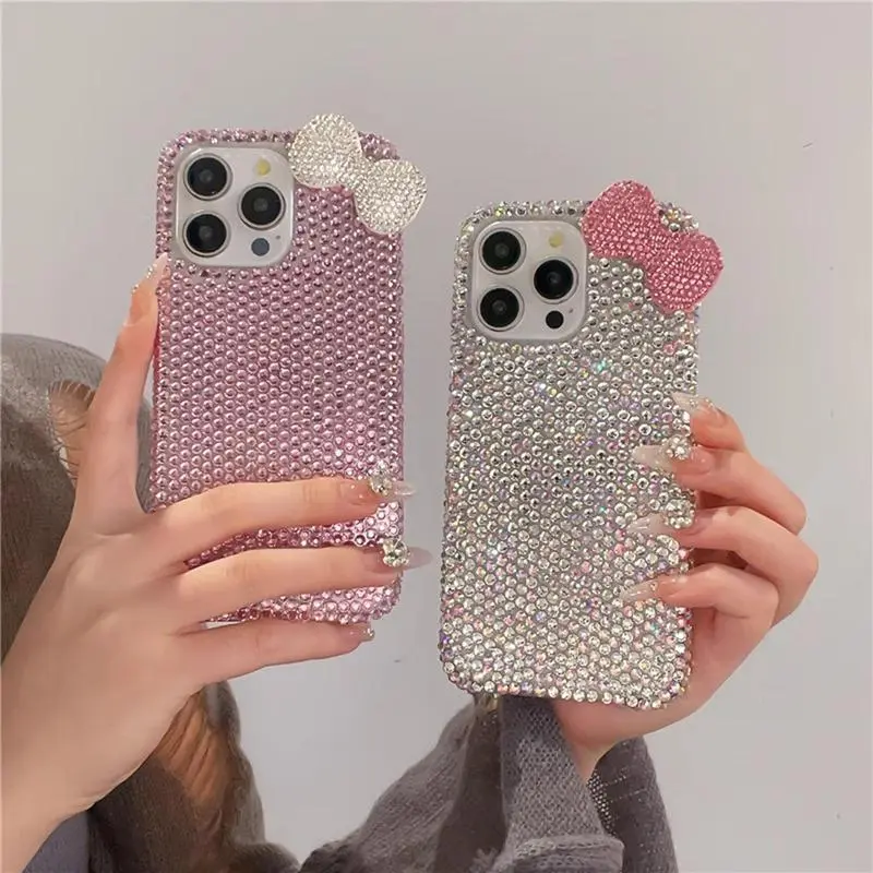 Bow Decor Phone Case, 1 Count Rhinestone Decor Phone Protective Cover, Phone Accessories Compatible with iPhone, Casing, Best Friend Gifts, Cute Phone Cases, Protector, Smartphone