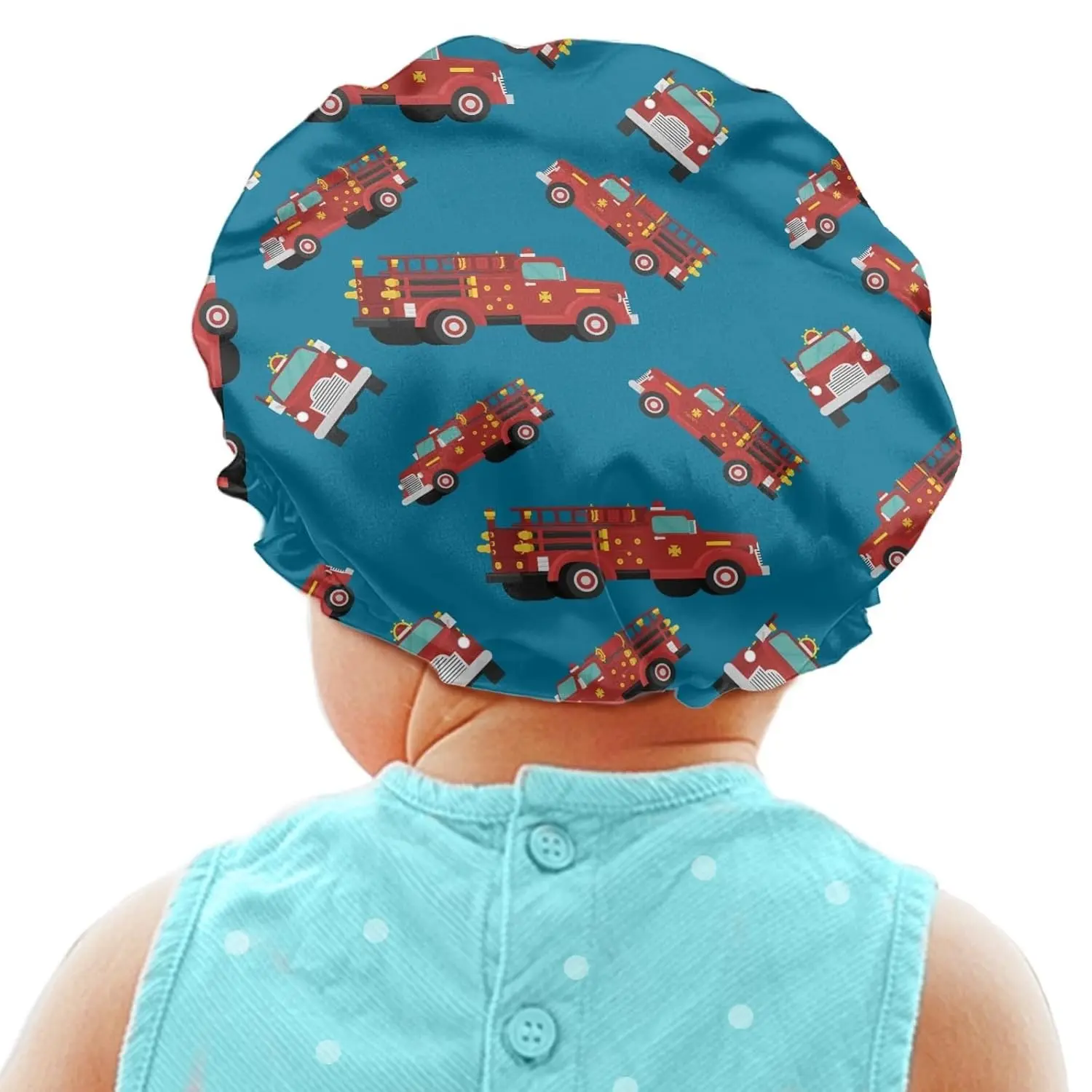 Kids Satin Sleep Cap with Cars Print, Elastic Adjustable Band Night Hat for Hair Protection, Satin Bonnet Beanie for Girls Boys Toddler Baby
