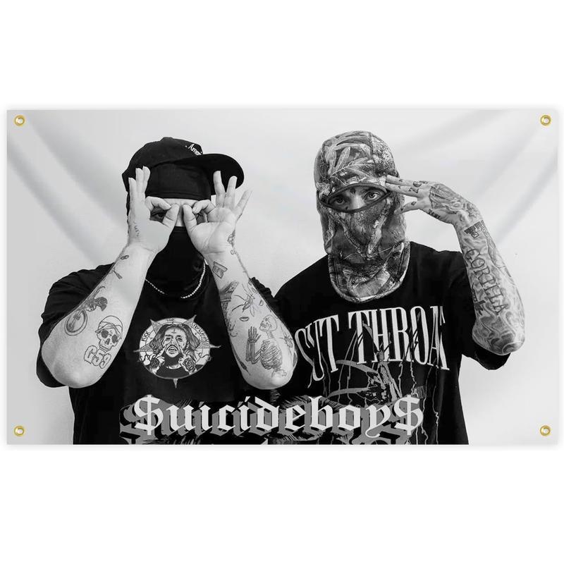 Suici-de Music Boys Music Album 3x5Ft Flag Cover of American Rapper Tapestry Double Printing Decoration Signs for Bedroom College Livingroom Banner
