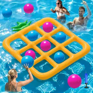 Tic-Tac-Toe Pool Toys Games - Giant Floating Tic Tac Toe Game Float with 10 Balls Pineapple Pool Game Party Toy Floats Yard Field Day Games Outdoor Beach Toys for Adults Teens Kids (Orange)