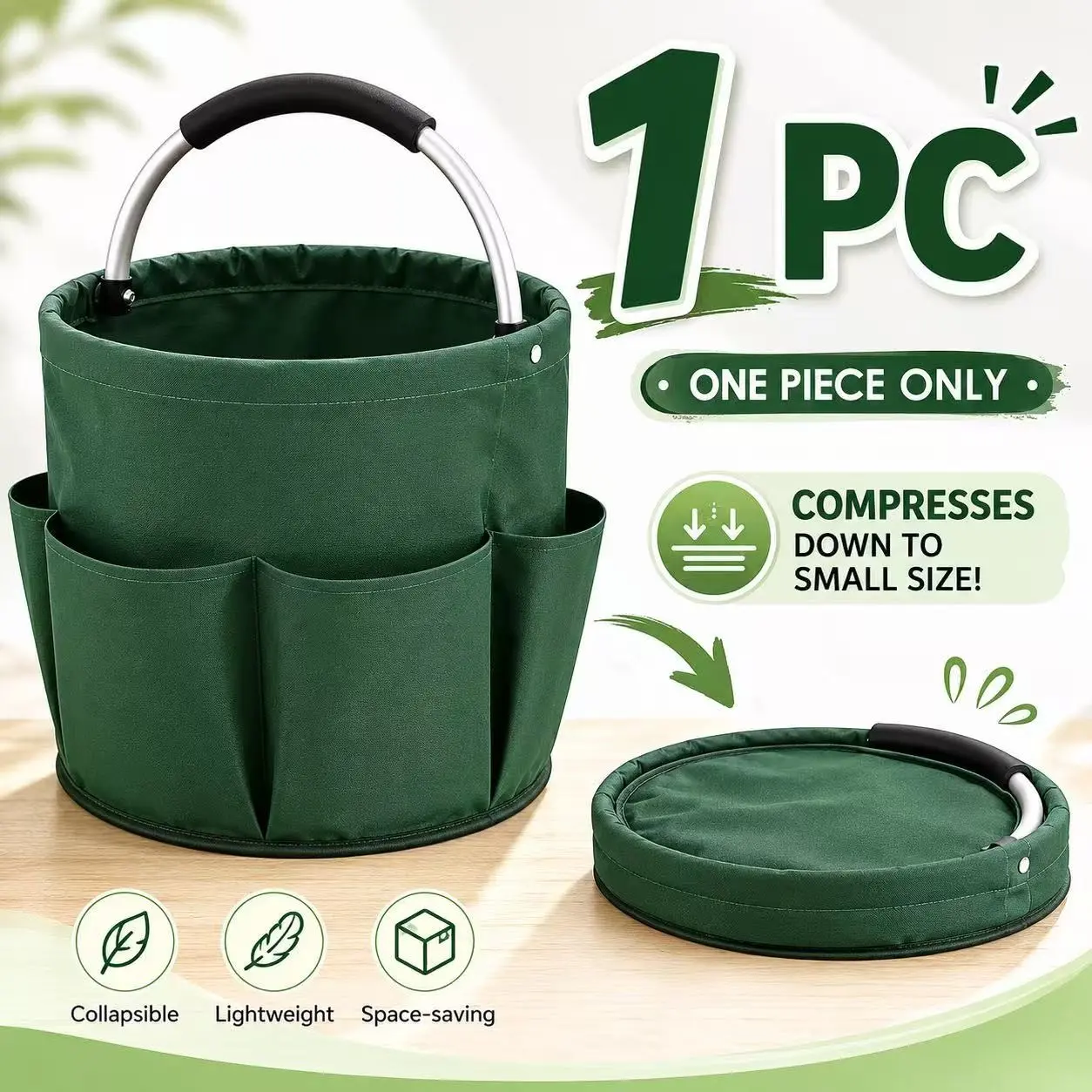 Collapsible Portable Picnic Basket, Foldable Basket, Carry Basket, Multi-Purpose Garden Tool Basket, Outdoor Handheld Storage Tote, Lightweight Travel Toiletry Bag, Durable Gardening Organizer Bin for Hiking Camping Beach Yard, Camping Equipment