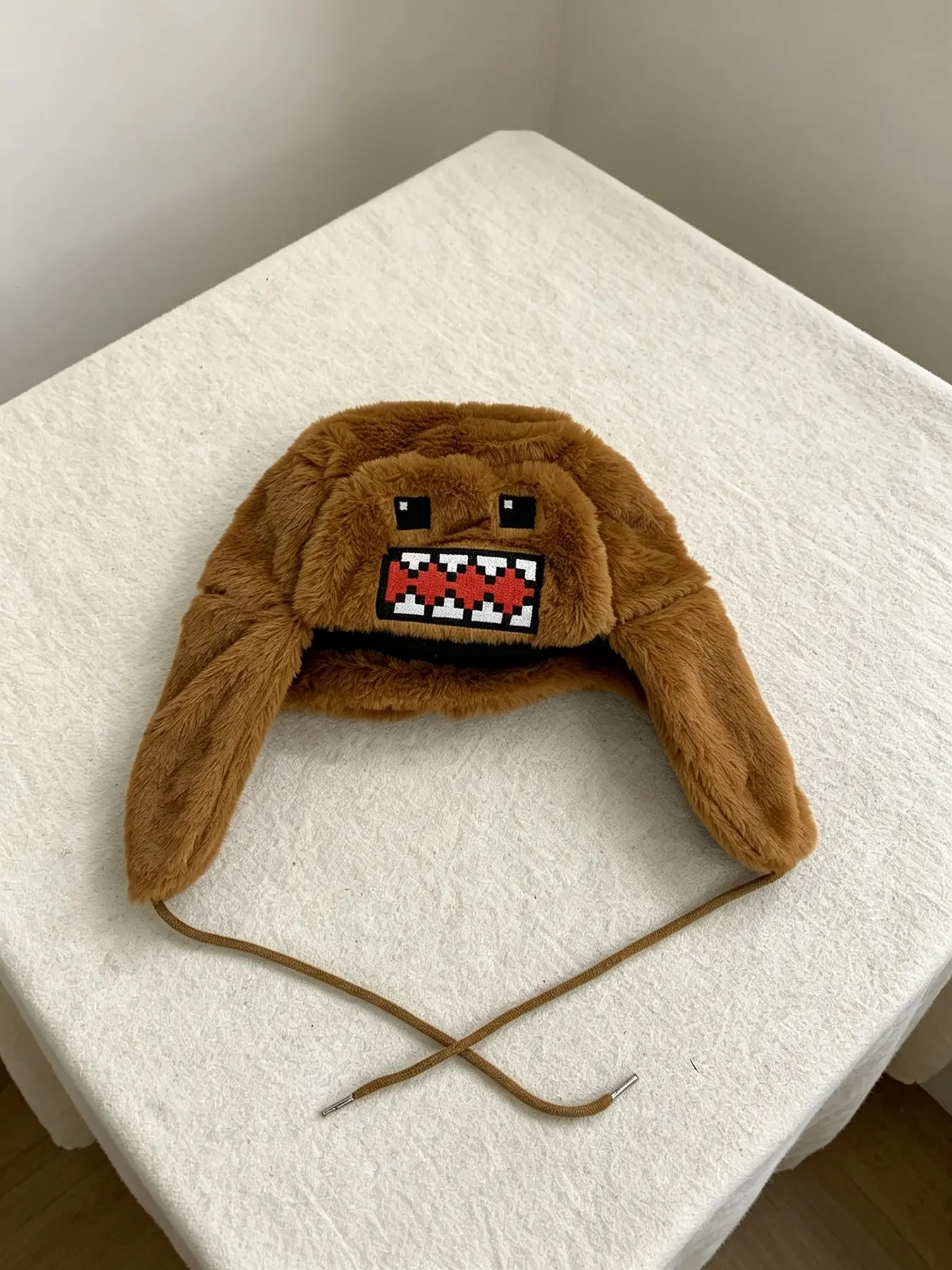 Winter Y2K little monster plush funny cartoon lace up Lei Feng hat