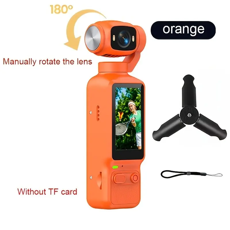 1080P high-definition action camera, 180° manual rotating lens, handheld camera, handheld camera | Supports 1080P high-definition video recording, without anti-shake function, equipped with a 1.9-inch screen (the display screen is fixed and cannot be rota