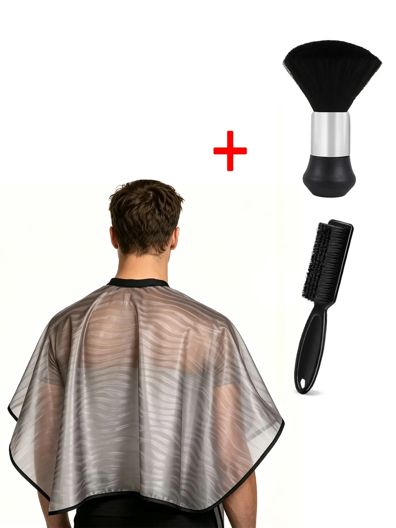 Hair Cutting Barber Cape with Neck Duster Brush and Barber Brush, Professional Barber Accessories Cleaning Supplies for Salon Haircut Styling