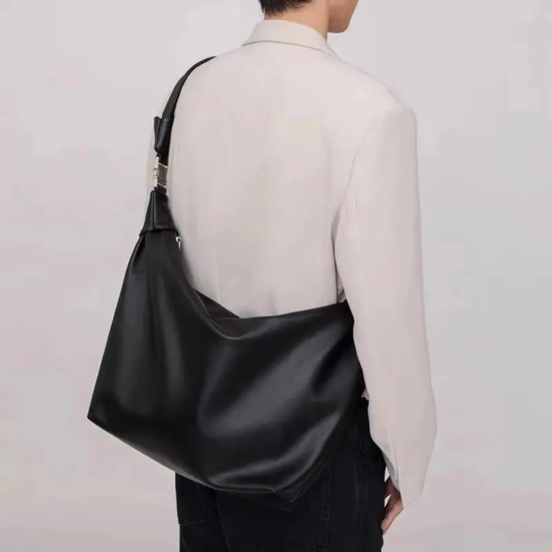 New Versatile Soft Leather Men's Dumpling Bag Casual Shoulder Crossbody Bag  Female Large Capacity Totes Hobos Handbags Large
