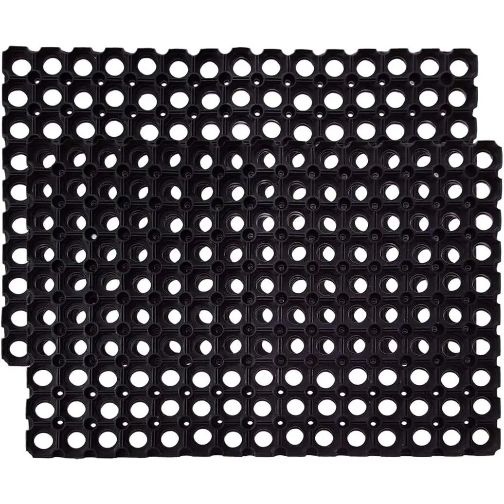 Interlocking Rubber Drainage Floor Mat - Anti- - 24 x 16 inches - 2 Mats