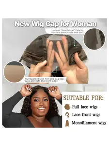 Wig Cap with Grip Band for Keeping Wigs in Place, 1-Count Adjustable Dome Mesh Cap with Exposed Ears, Non-Slip Cap to Wear Wigs Glueless, Hair Accessory