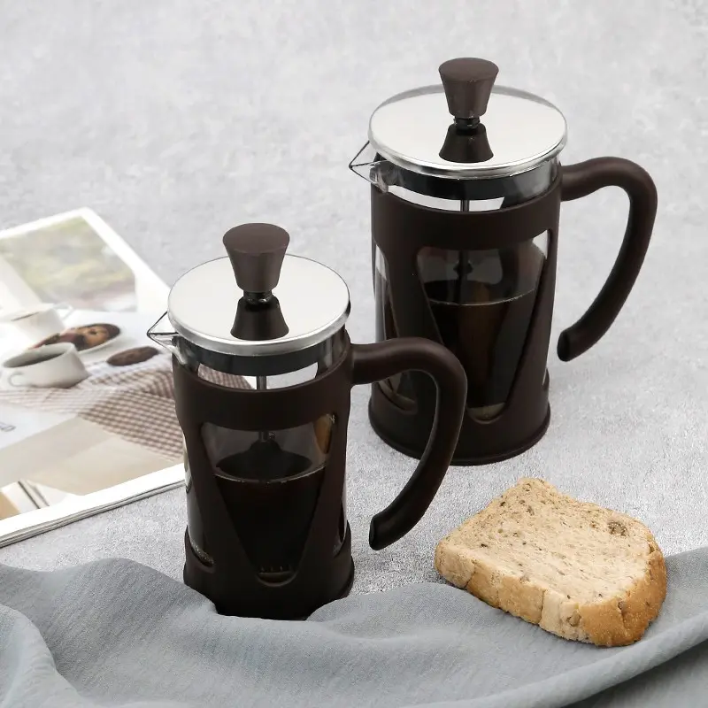 350ML/600ML French Press Coffee Maker, Stainless Steel Lid, Borosilicate Glass, Insulated Handle, Ideal for One or Two People