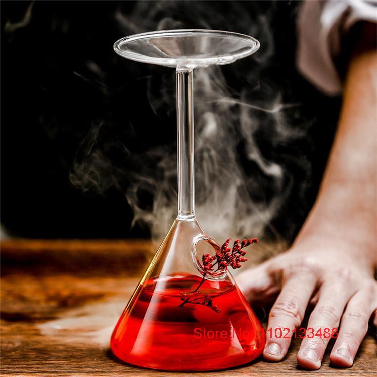 Creative Glass Cup Upside Down Martini Cocktail Glasses Restaurant Cuisine Sashimi Dry Ice Container Leisure Bar Cold Drink Cup