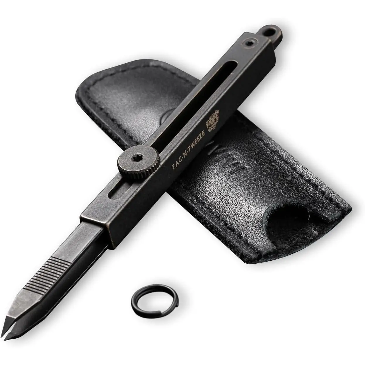 Tweezers, Retractable Pointed Splinter Removal Tool |   Tac-N-Tweeze Tweezers with Locking Mechanism, Sheath, Keychain Edc for Men C19062B-A