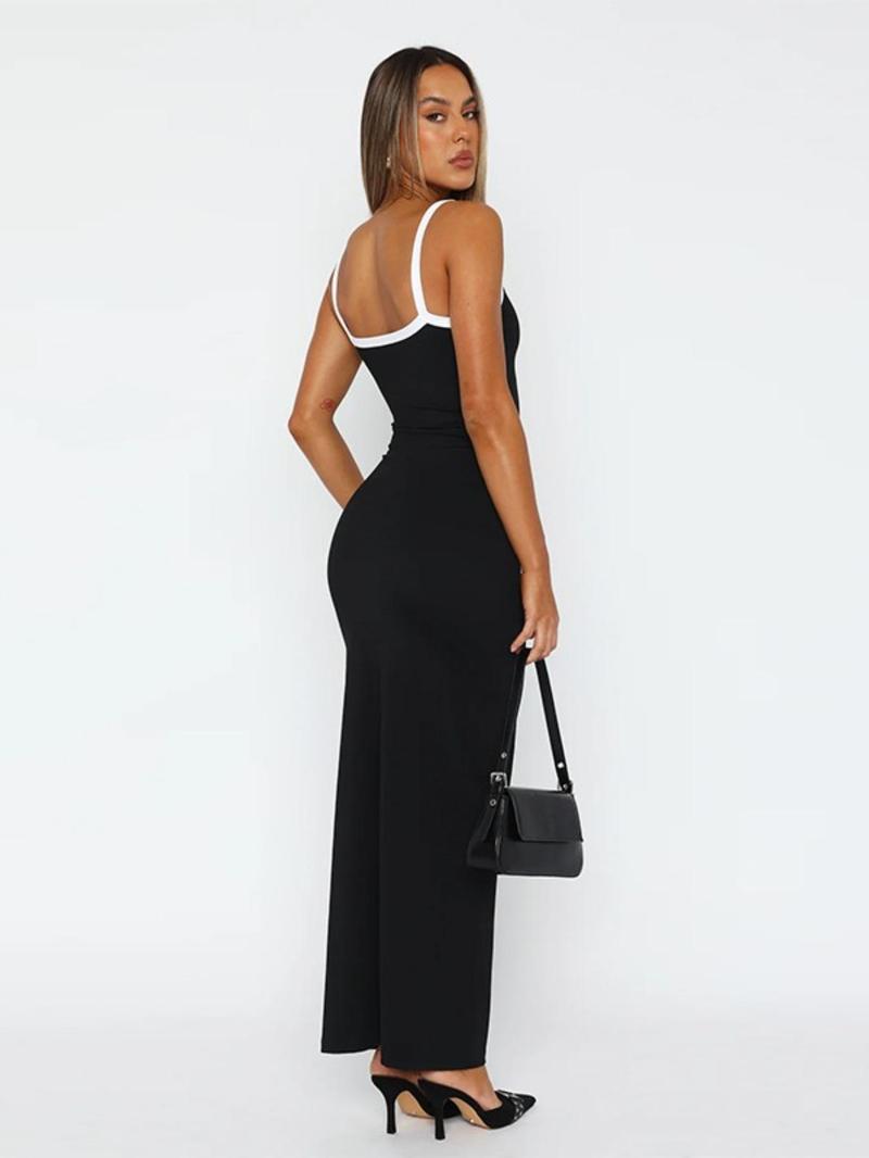 Women's Contrast Trim Cami Dress, Casual Sleeveless Maxi Dress for Summer, Ladies Clothes for Daily Wear