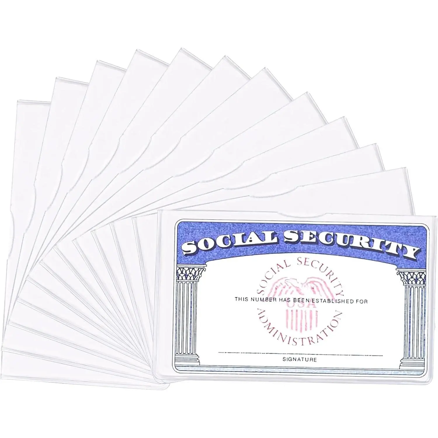 12Pcs Social Security Card Protector Waterproof Plastic Card Holder，Clear Adhesive Pockets for Protector ID, Credit，Social Security