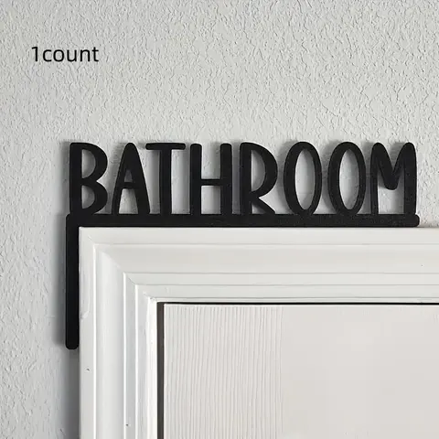 Modern Bathroom Wall Decor Sign, Rustic Farmhouse Style Wooden Hanging, Letter Pattern Home Decoration for Bathrooms, Bathroom Signs
