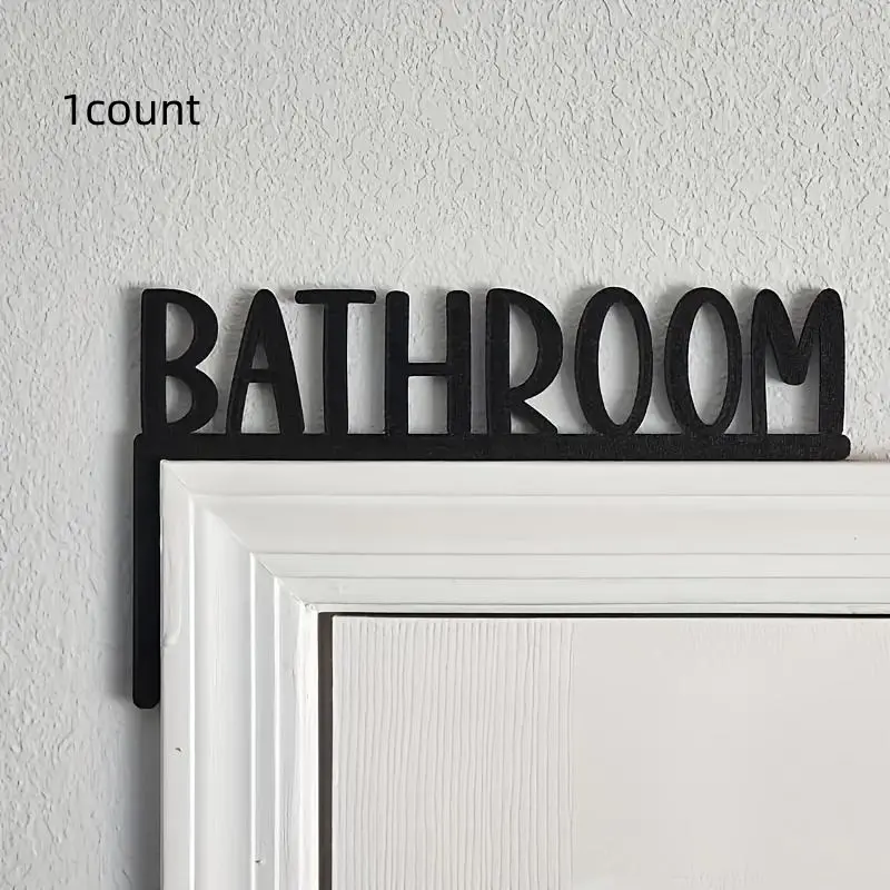 Modern Bathroom Wall Decor Sign, Rustic Farmhouse Style Wooden Hanging, Letter Pattern Home Decoration for Bathrooms, Bathroom Signs