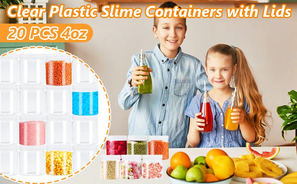 20Pack 4oz Clear Plastic Slime Containers with Lids,Round Refillable Travel Storage Sealed Jars Wide Mouth Container for Candy,Makeup,Cosmetics,Lotions,Eye Shadow,Cream,Butters 20Pack 4oz Clear Plastic Slime Containers with Lids,Round Refillable Travel Storage Sealed Jars Wide Mouth Container for Candy,Makeup,Cosmetics,Lotions,Eye Shadow,Cream,Butters