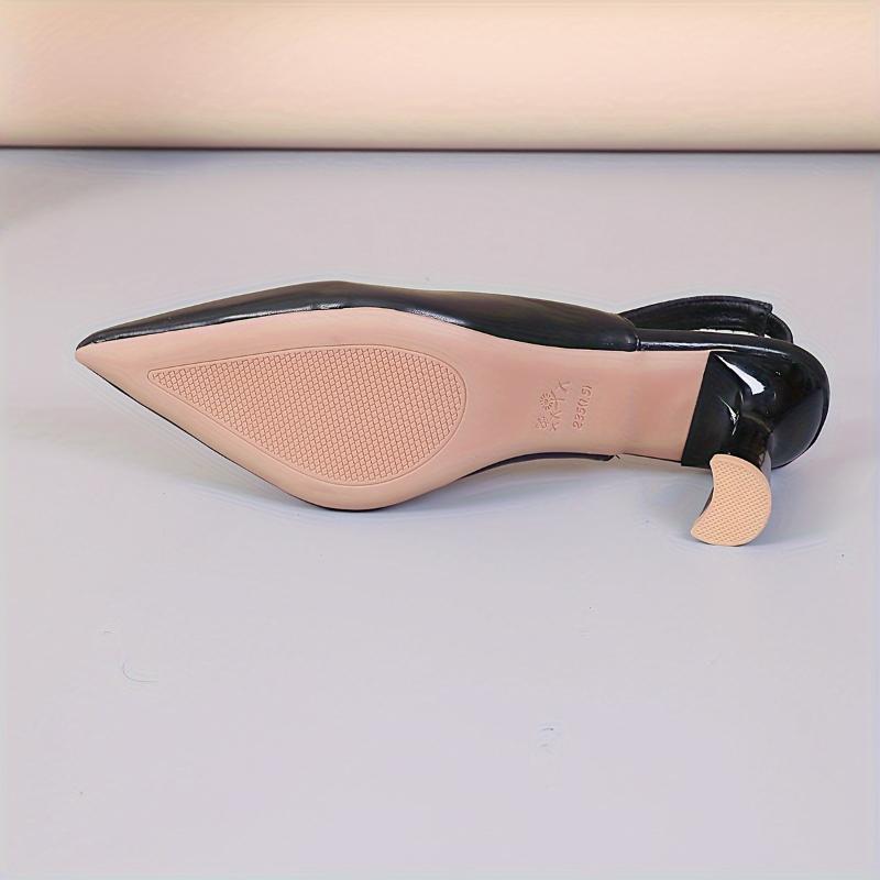 Women's Solid Color Stylish Sandals, Ankle Strap Slip On High Heel Elegant Shoes, Point Toe Slingback Shoes