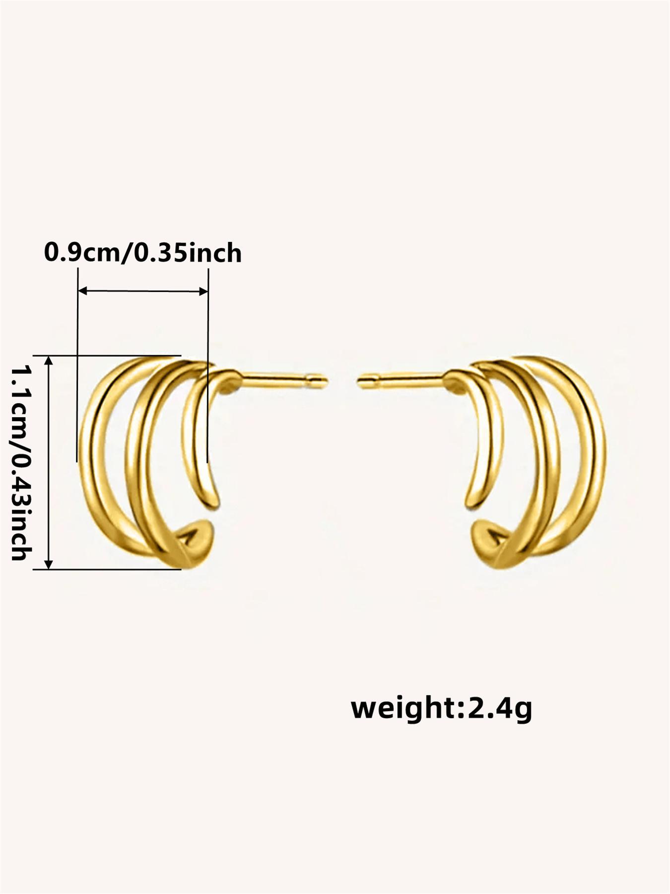 S925 Sterling Silver Minimalist Three Claw Pretty Studs Earrings, High Quality Fashionable Earrings for Women & Girls, Trendy All-match & Exquisite Jewelry for Birthday Gift, Elegant Minimalist Earrings