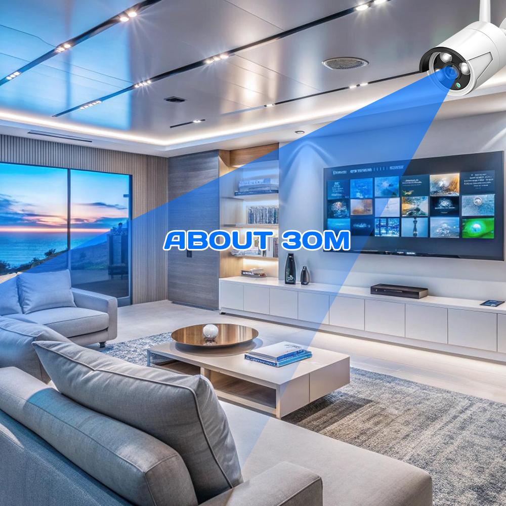 5MP Wireless Security Camera System with One-Way Audio,4Pcs 5MP Outdoor/Indoor WiFi Surveillance Cameras, HD Video,Night Vision, Weatherproof,Motion Detection,DC12V Power Cord Christmas gift