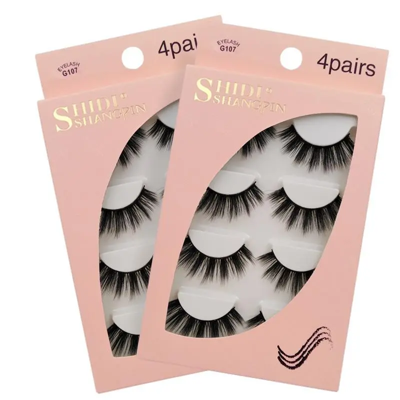3D Mink Lashes, 4 Pairs Natural Voluminous False Eyelashes with Cotton Band, Reusable Handmade Eyelash Strips, Perfect for Daily Use