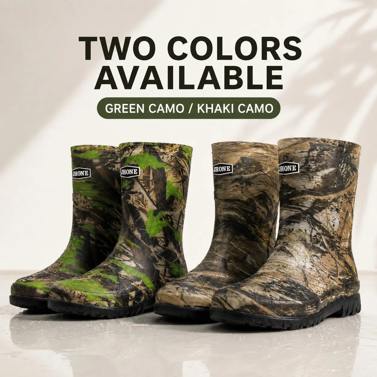 Adult Mid-Calf Camouflage Rain Boots, Waterproof Anti-Slip, Outdoor Fishing Gardening Rain Gear, Perfect for Wet Weather Activities, Waterproof Outdoor Footwear