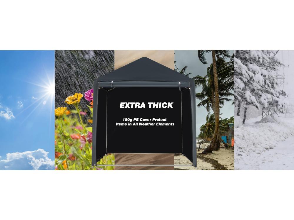 5 x 7.2 FT Outdoor Storage Shed, Portable Carport Canopy Shelter for Motorcycle, Bike, Garden Tools & Backyard Storage