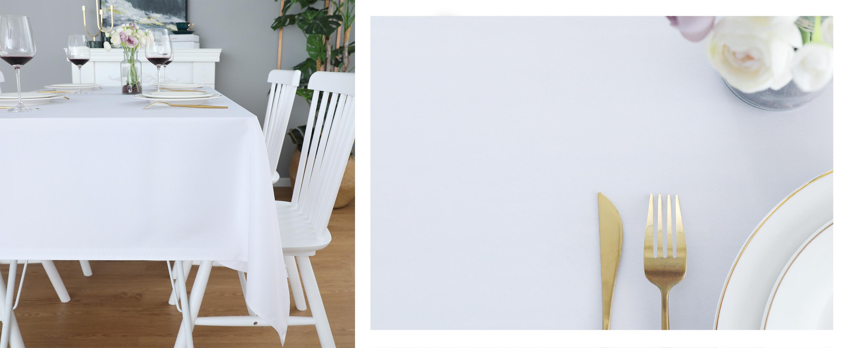 White Rectangle Tablecloth Wrinkle Free Waterproof Polyester Table Cloths Spillproof Heavy Duty and Washable Table Cover for Party, Banquet, Indoor and Outdoor-Square/Rectangular