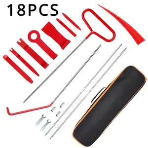 18-Piece Long Handle Tool Set with Storage Bag, Car Door Repair Manual Tools, Wedge Air Pump, Locksmith Kit, Emergency Unlocking Tools, Automotive Tools