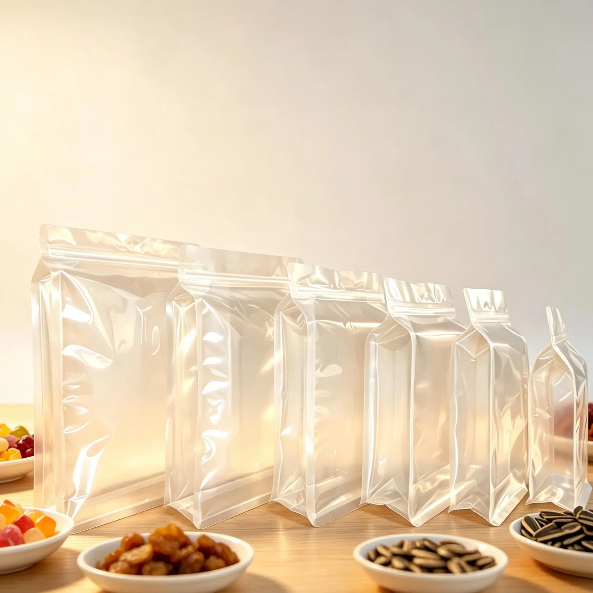 50pcs Transparent Reusable Eight-Sided Stand-Up Zipper Packaging Bags, Innovative Gift Wrapping Bags, 2026 New Design, Plastic Gift Wraps
