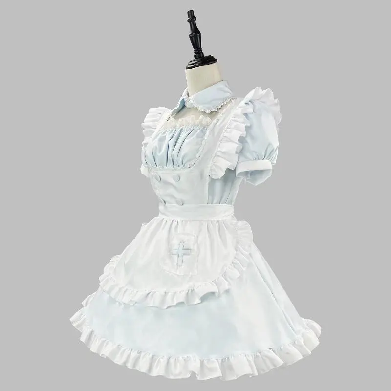 Cute Clever Lolita Dress Medical Maid Apron Outfit Nurse Cosplay Costume Stage Performance Fancy Costume Party Scene Costumes