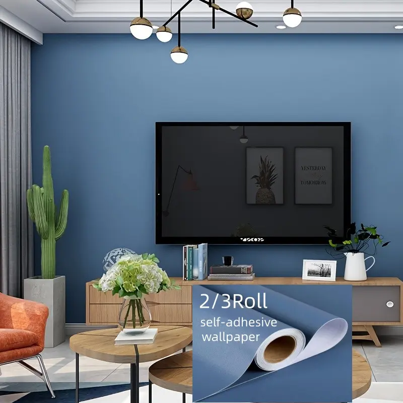 Deep Blue Self-Adhesive Decorative Wallpaper, Wall Cover, Waterproof & Stain-Resistant, Easy to Clean, Home Decor for Interior Wall, Kitchen, Cabinets, Furniture, Living Room