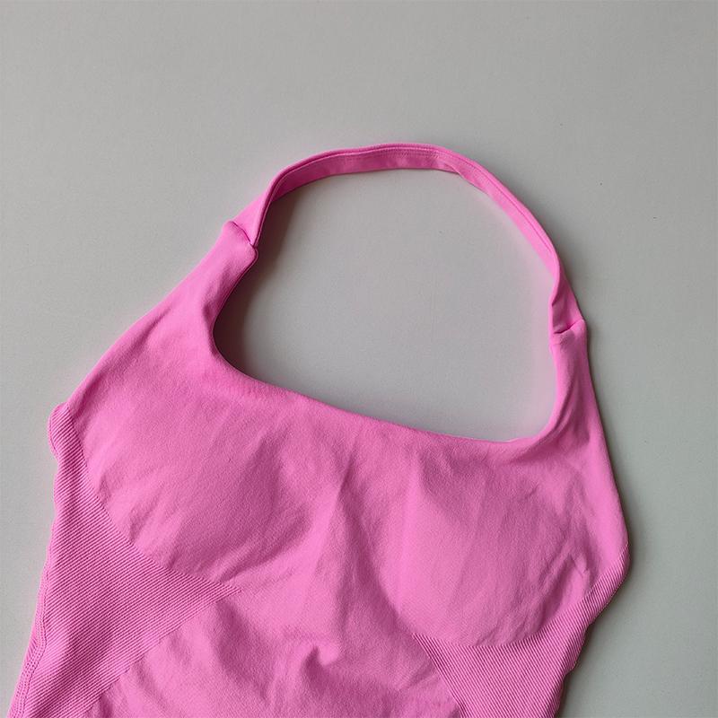 Neck Halter Shockproof Sport Longline Strappy Top Halterneck Vest Gym Support Yoga Gym Workout Seamless  Fitness Sport Bra