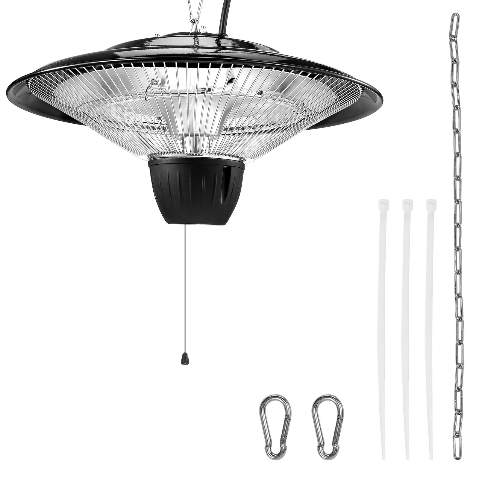 1500W Electric Infrared Hanging Patio Heater - IP34 Rated, 23.6in Pull Cord, Adjustable Chain, for Patio, Porch Use