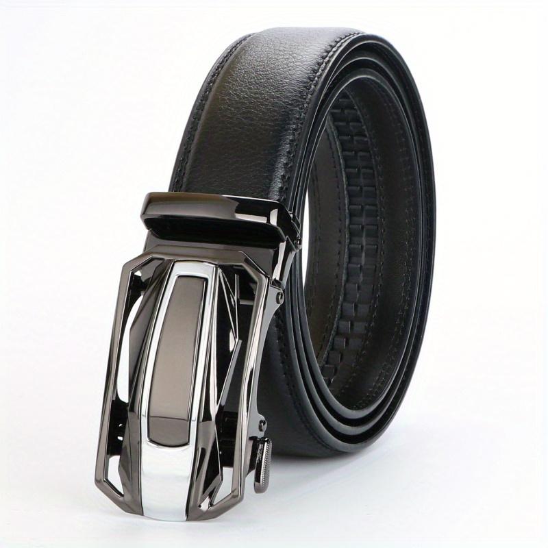 1pcs Genuine Leather Ratchet Belt for Men - Adjustable Automatic Buckle, Versatile Casual Business Style, Durable Alloy Buckle, High-Quality Leather Panel, Easy to Wear And Suitable for Any Occasionvalentine'S Day