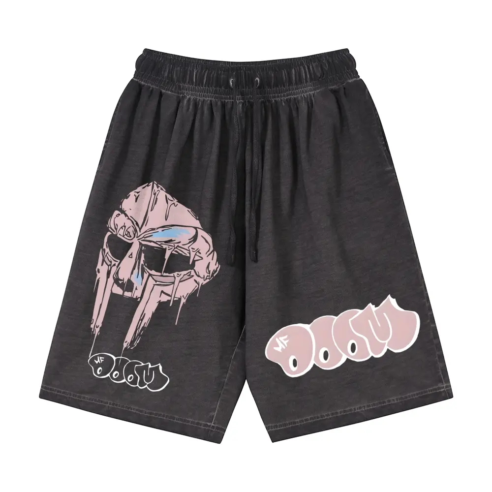 Unisex Drip Paint Hooded Skull Street Graffiti Cartoon Graphic Gradient Washed Shorts Personalized Pattern Y2k Clothing Gradient Washed Shorts,Women's Clothing, Menswear, Vintage Style,Summer Casual Oversized