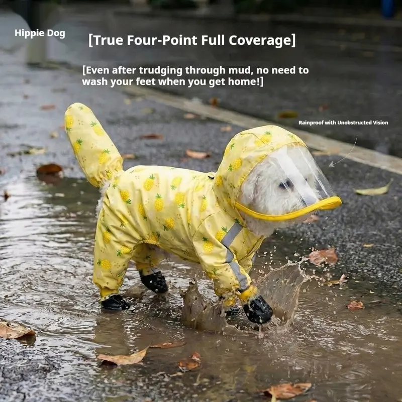 Waterproof 4-Legged Dog Raincoat Full Coverage Pet Rain Jacket Anti-Dirty For Puppy Teddy Bichon Small Medium Dogs Walking Outdoor