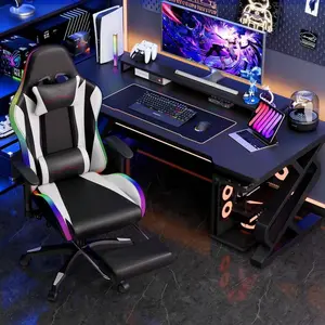 Gaming Chair With Multi-Massage Points, 7-Point Massage System (5 Back + 2 Seat) Or 2-Point Waist Massage, Deluxe And Upgrade Version Computer Chair With Speaker + Light Strip + Adjustable Armrests, All Version With & Adjustable Seat Height Backrest Footr
