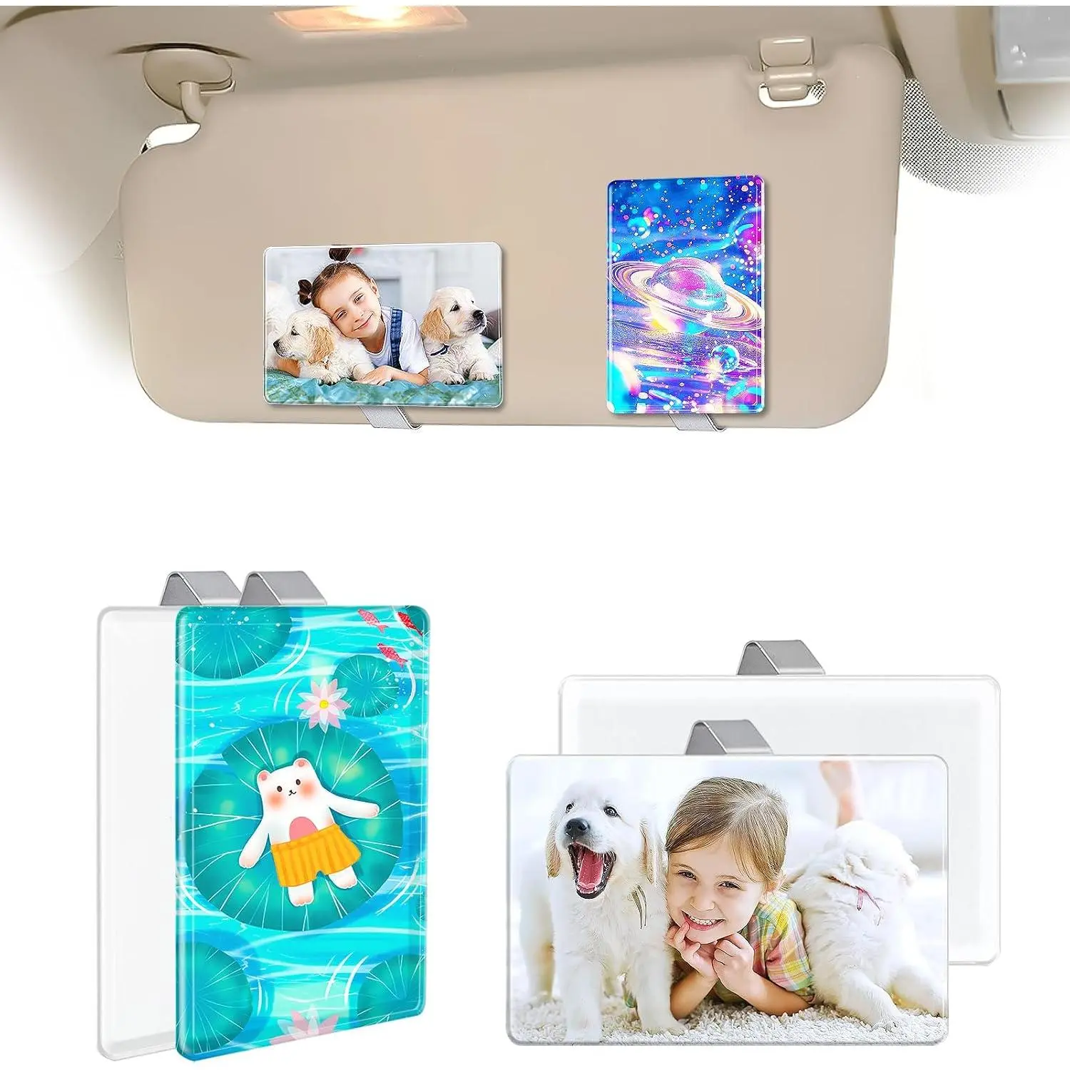 2 Pack  Visor Photo Clip for Sublimation Blanks,  Sublimation  Picture Photo Frame Blank with Clips for Easy Display, Suitable for Adding Family or Personal Photos