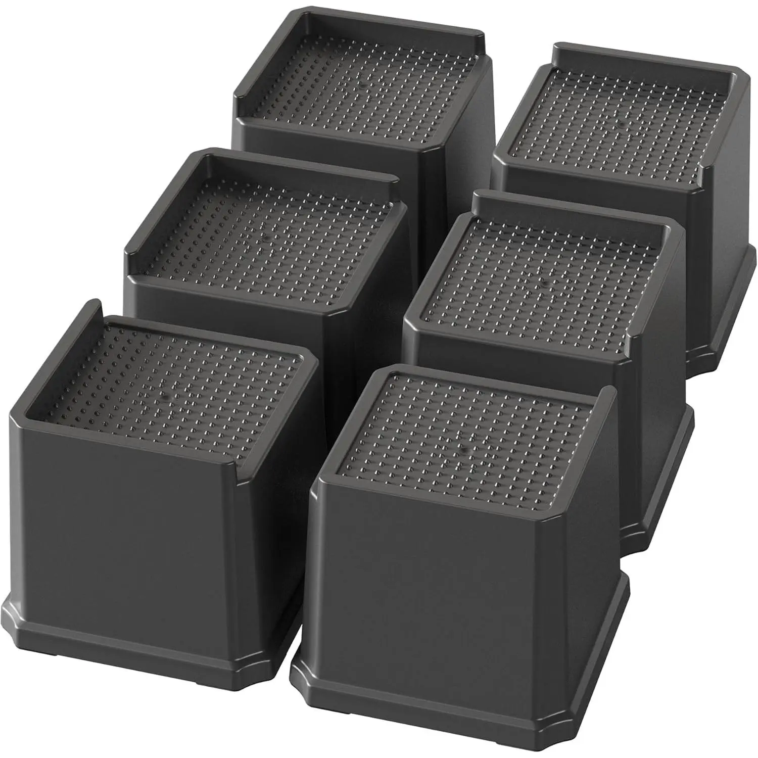 4 Inch Heavy Duty 6 Pack Oversized Bed Furniture Elevators, 1500 lbs Capacity Lift Up Riser for Bed Sofa and Table