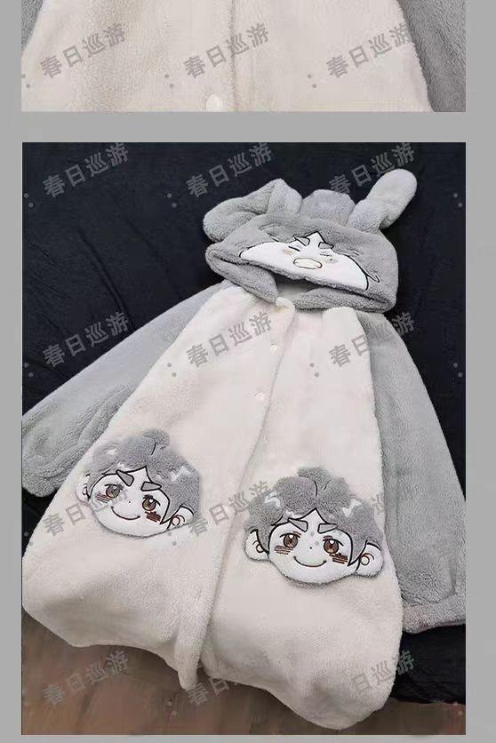 Haikyuu!! Pajamas Kageyama Tobio Hinata Shouyou Cosplay Robe And Pants Soft Cute Thickened Coral Velvet Warm Couple Homewear