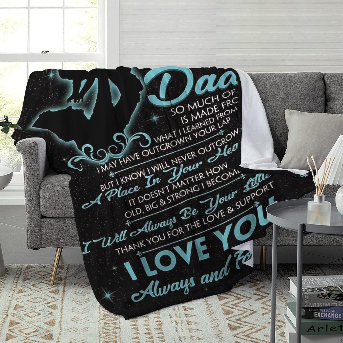 To My Dad Letter Print Soft Blanket, 1 Count Comfortable Throw Blanket, Air-conditioned Room Blanket, Warm Nap Blanket for Home & Office, Gift for Dad
