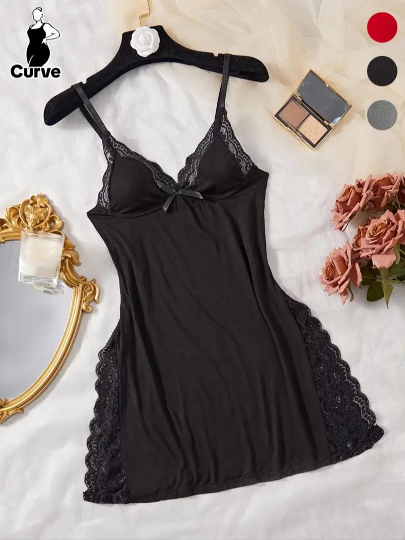 Women's Plus Size Casual Elegant Home Sleepwear, Adjustable Straps Side Split Design, Soft Modal Material, Sleeveless Fitted Style