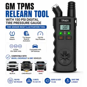 GM TPMS Relearn Tool with 150 PSI Digital Tire Pressure Gauge, Tire Sensor Reset & Activation Tool Compatible with Buick, Chevrolet & GMC Vehicles