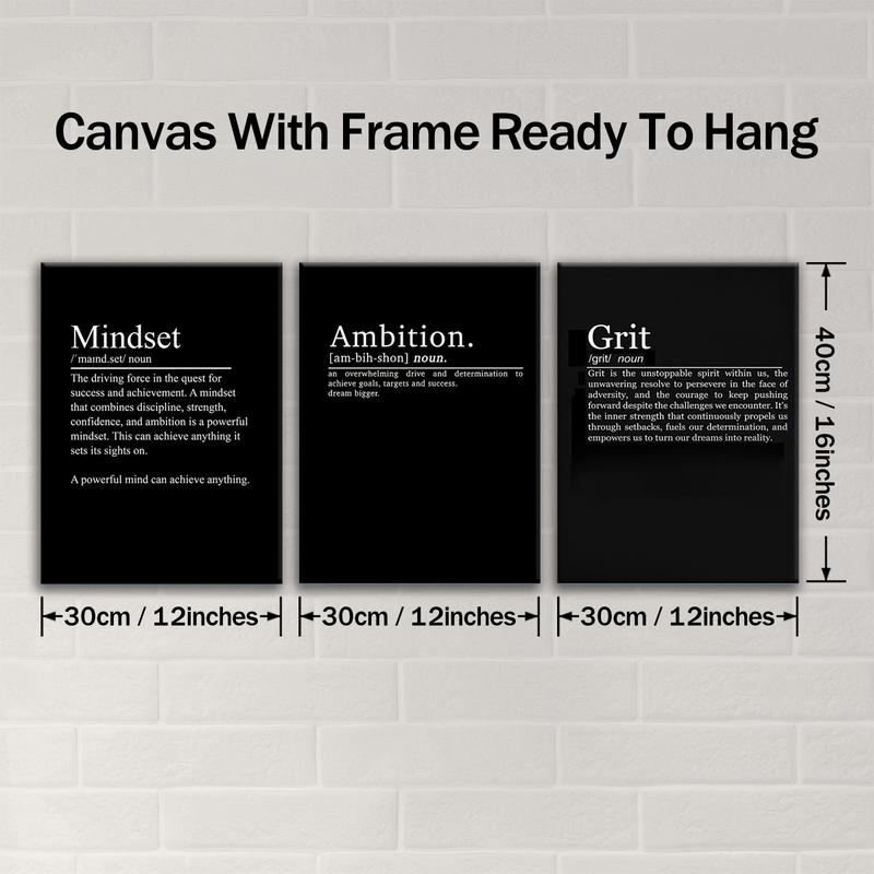 Wooden Framed Canvas Painting, 3 Counts/set Modern Art Inspirational Wall Art, Wall Decor for Home Living Room Bedroom Office