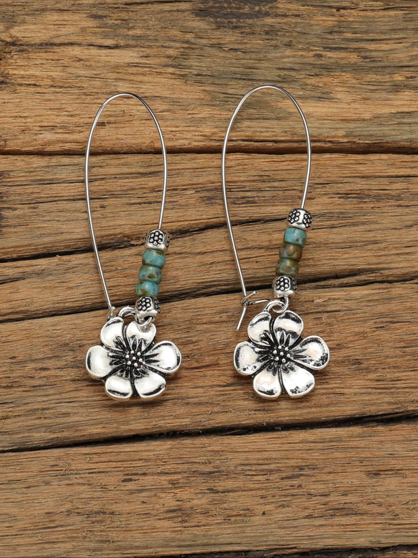Boho Style Flower Design Dangle Earrings, High Quality Earrings, Vintage Trendy Minimalist Earrings, Jewelry for Women & Girls for Daily & Party Decoration, Earring Stacking Set, Flower Stud Earrings, Trendy Fashionable Accessories