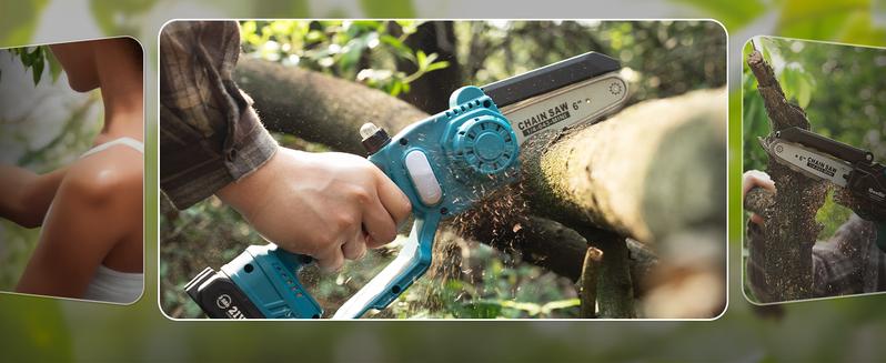 SEESII Mini Chainsaw & Pruning Shears: 6" Electric Saw Brushless & 1.3" Pruner with 2×2.0Ah Batteries, Cordless Combo for Wood Cutting/Branch Trimming, Gardening Tools for Dad Men Husband #TikTokShopBlackFriday