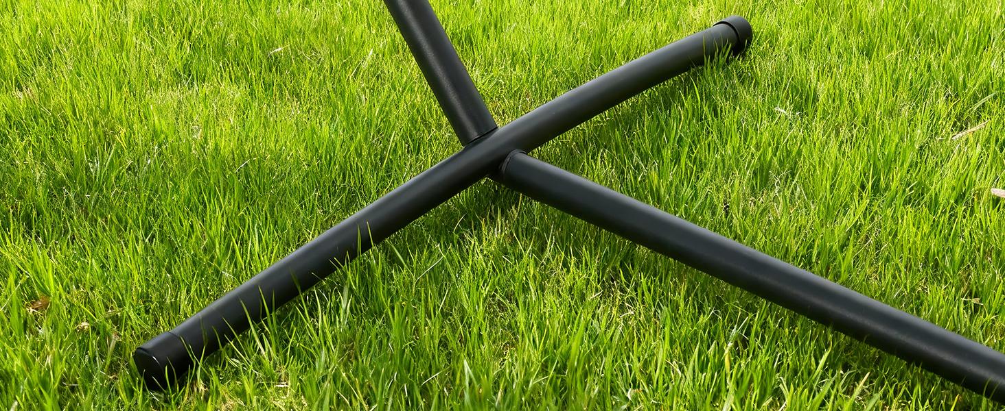 Double Hammock with Stand  Combo Heavy Duty 450lbs Capacity, Portable Cotton Hammock for Two Adults, Indoor & Outdoor Use with Travel Bag, Blue&White Stripe Pattern